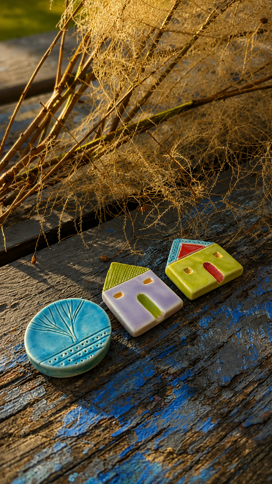 Ceramic houses travelling together